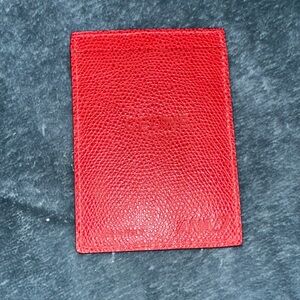 Celine Red Textured Card Holder